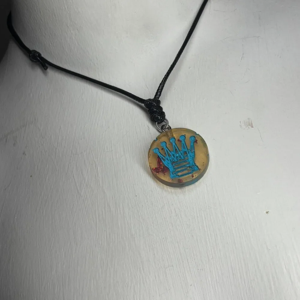 Blue Print Queen - Handmade Resin Chess Necklace - Picture 7 of 7